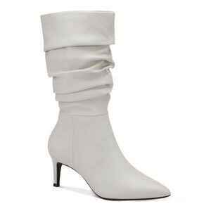 ALFANI Womens White Ruched Padded Lissa Pointed Toe Stiletto Slouch Boot 10 M